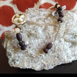 Sigrid Olsen wood bead bracelet, toggle closure